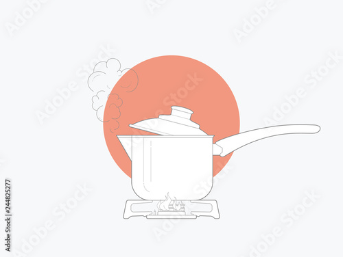 line art vector illustration kitchen dipper pot. isolated white background. Vector illustration design for t-shirt graphics, posters, brand books and other uses 
