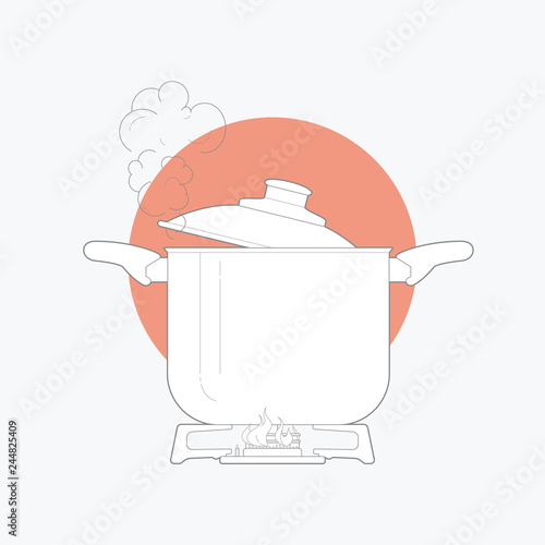 line art vector illustration kitchen pot. isolated white background. Vector illustration design for t-shirt graphics, posters, brand books and other uses 