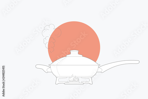 line art vector illustration kitchen stewpot. isolated white background. Vector illustration design for t-shirt graphics, posters, brand books and other uses 