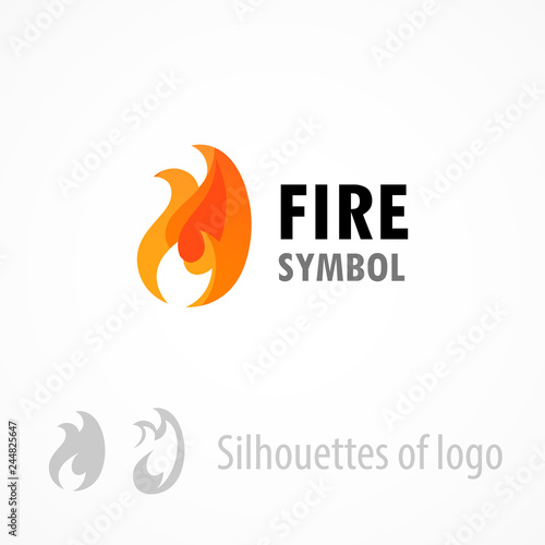 Fire symbol, logo emblem isolated on white - Style vector illustration of flame.