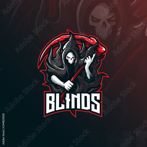 skull blind mascot logo design vector with modern illustration concept style for badge, emblem and tshirt printing. angry skull illustration for sport and esport team.