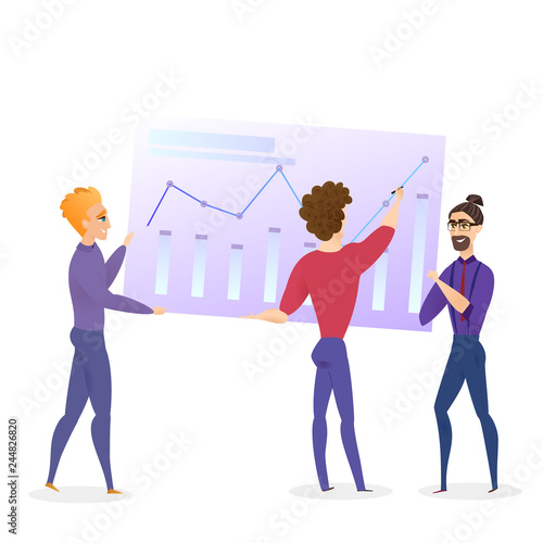 Data Analysis Grath Businessman Vector Character