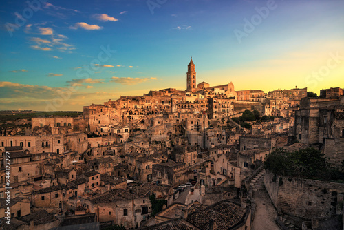 Matera ancient town i Sassi, Unesco site landmark. Basilicata, Italy. photo