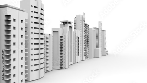 Buildings  skyscrapers  metropolis image. 3d illustration. On a light background.