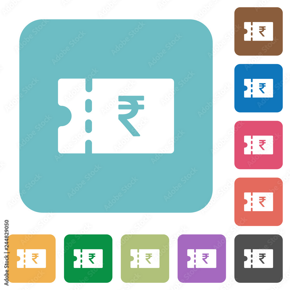 Indian Rupee discount coupon rounded square flat icons Indian Rupee discount coupon rounded square flat icons