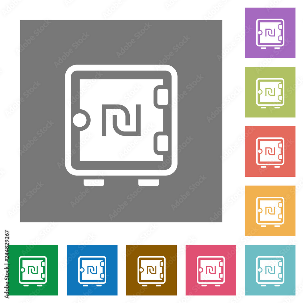 New Shekel strong box square flat icons New Shekel strong box square flat icons
