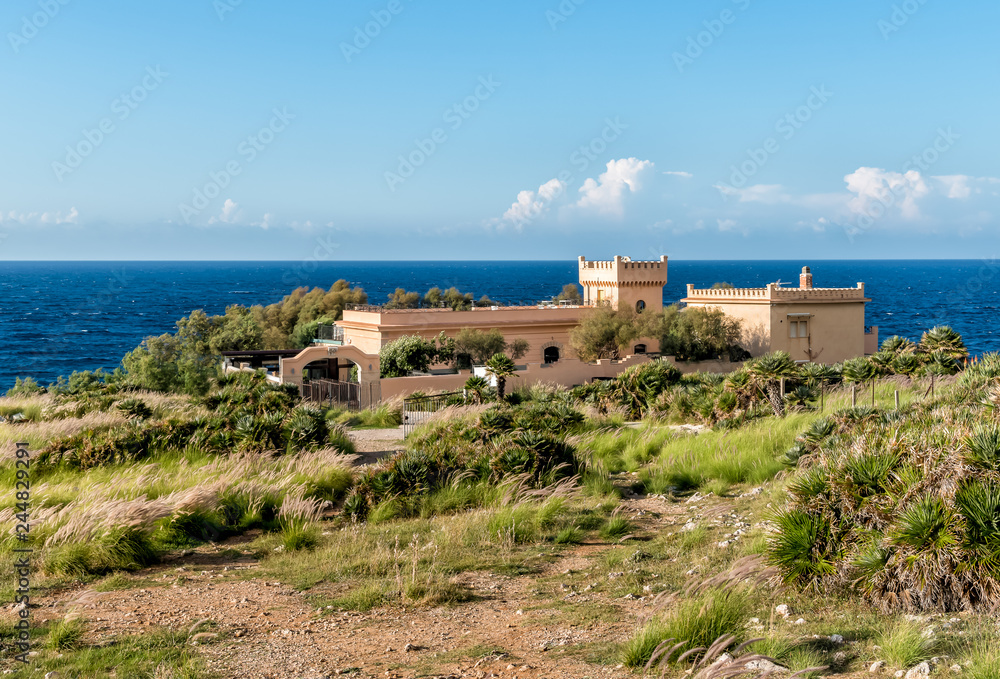Isola delle Femmine or the Island of Women. Landscape of Mediterranean sea, Palermo, Sicily
