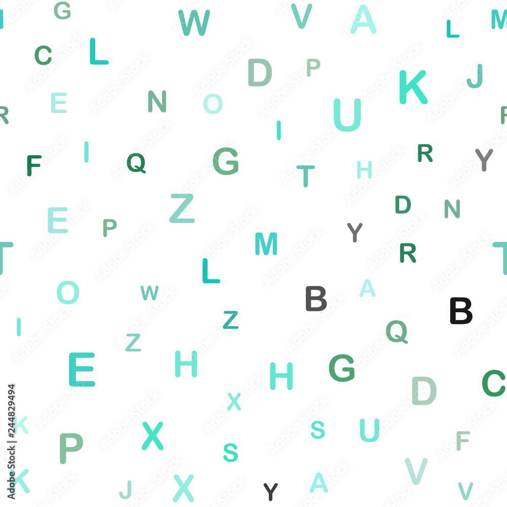 Light Green vector seamless background with signs of alphabet. Light Green vector seamless background with signs of alphabet.