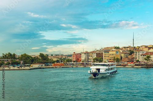 Ferry boat and Kadikoy ferry station, Istanbul, Turkey