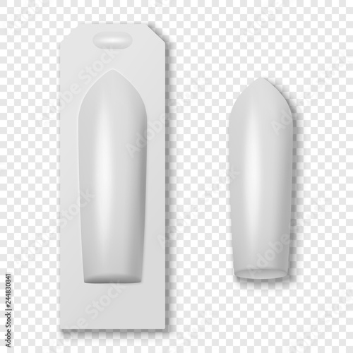 Vector Realistic White Medical Suppositories in Blister Closeup Isolated. Packaging of Contraceptives, Vaginal, Rectal Candles. Design Template for Mockup. Therapy, Treatment, Women Health. Top View
