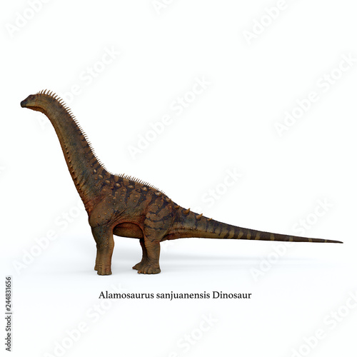 Alamosaurus Dinosaur Side Profile with Font - Alamosaurus was a titanosaur sauropod herbivorous dinosaur that lived in North America during the Cretaceous Period.