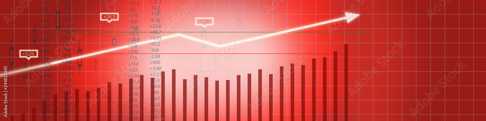 Fototapeta premium Red Business stock market background