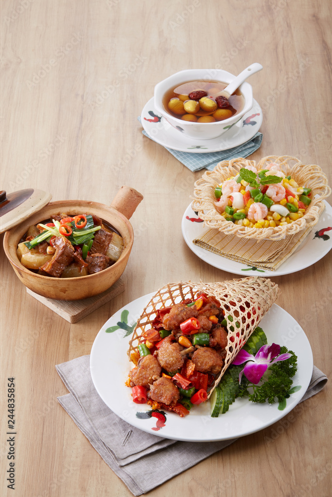 Delicious Chinese cuisine, Cantonese set meal combo Delicious Chinese cuisine, Cantonese set meal combo