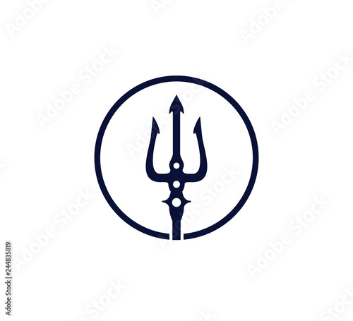 trident fork in circle vector icon logo design