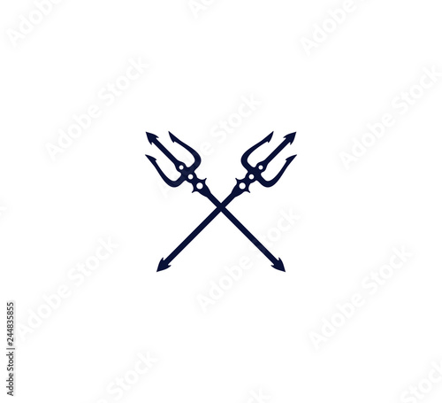 crossed trident fork vector icon logo design