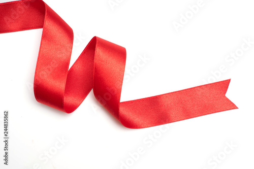 Red ribbon border isolated on white