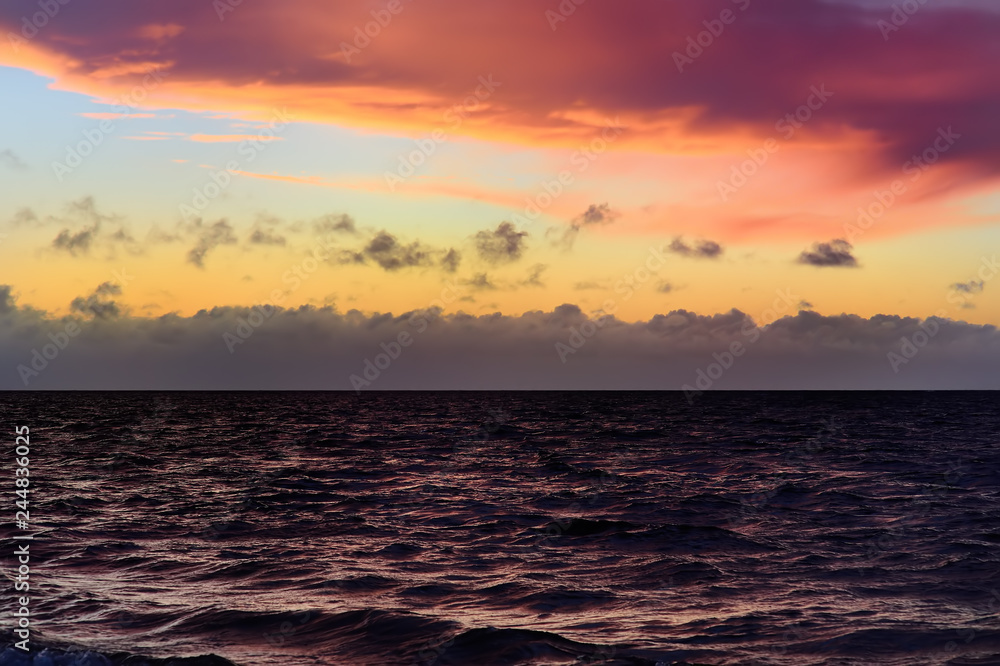 Amazing sky and water at sunset over Baltic sea, Saaremaa, Estonia