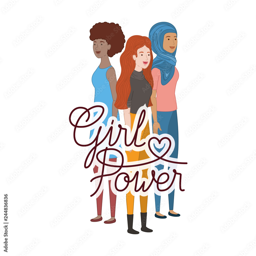 women with label girl power character women with label girl power character