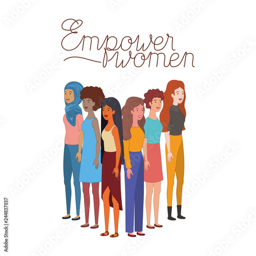 women with label empower women avatar character