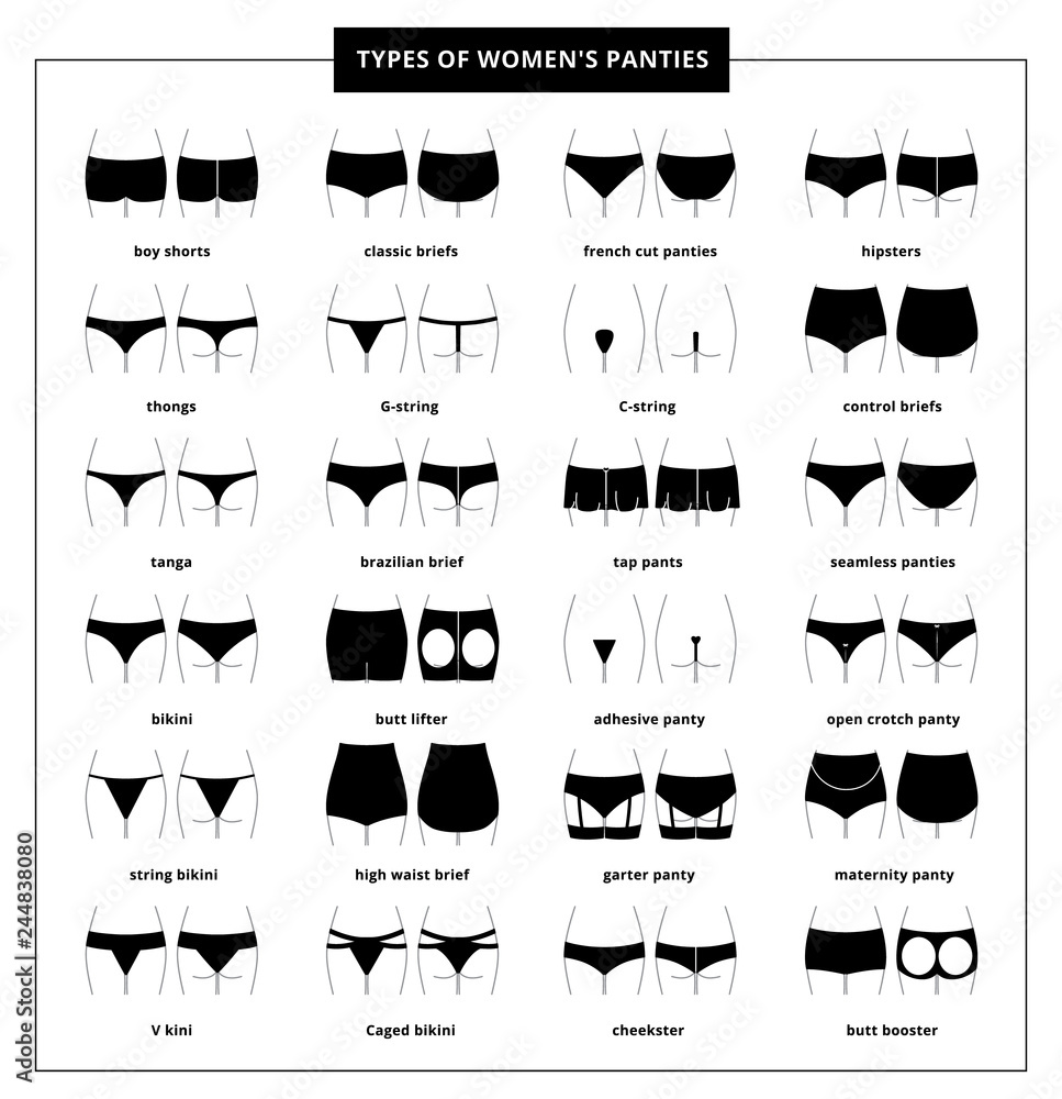 types of female panties - obrazy, fototapety, plakaty 