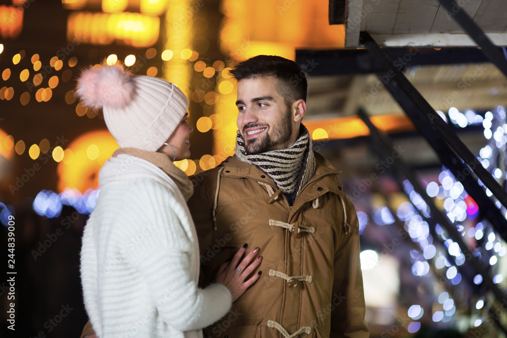 Happy young couple in winter Happy young couple in winter