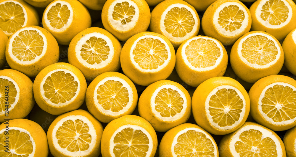Stack fresh lemon. Fruit concepts background