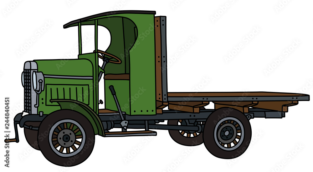 The vintage green flat truck