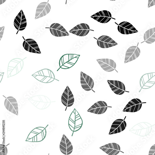 Light Green vector seamless abstract pattern with leaves.