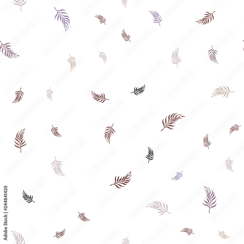 Light Purple, Pink vector seamless doodle layout with leaves.