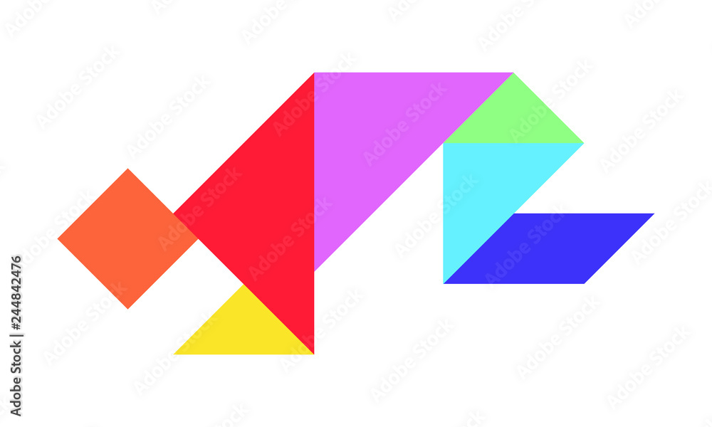 Color tangram puzzle in man crouch shape on white background (vector) Color tangram puzzle in man crouch shape on white background (vector)