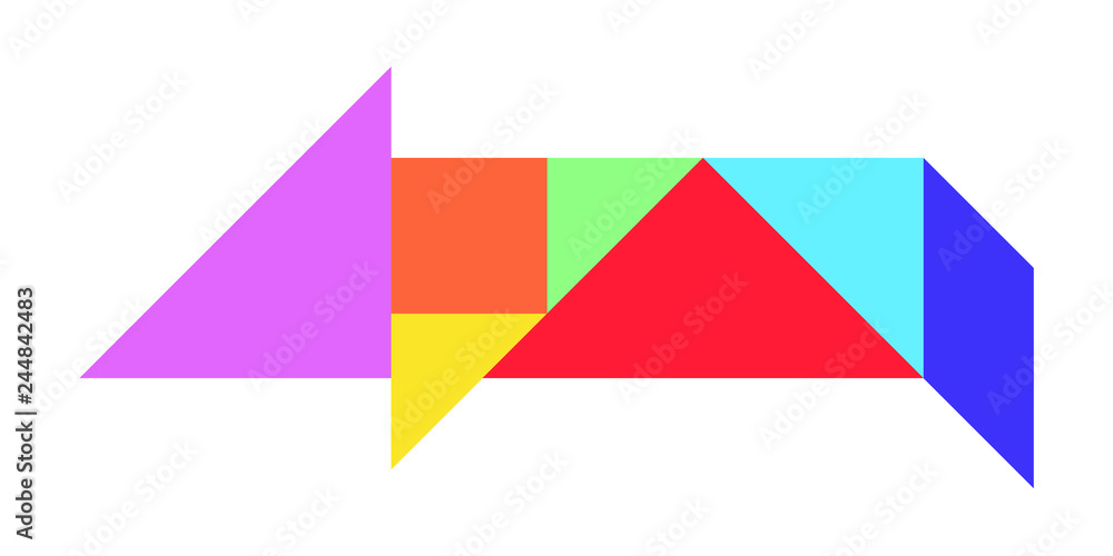 Color tangram puzzle in pig shape on white background (vector)