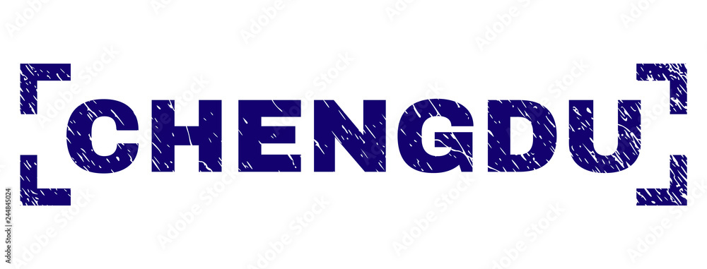 CHENGDU label seal print with corroded texture. Text title is placed inside corners. Blue vector rubber print of CHENGDU with unclean texture. CHENGDU label seal print with corroded texture. Text title is placed inside corners. Blue vector rubber print of CHENGDU with unclean texture.