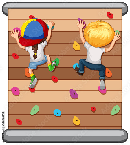 Children climbing the wall