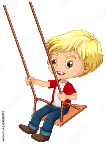 A boy sitting on swing