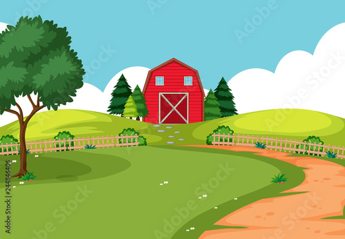 Print op canvas An outdoor farm landscape