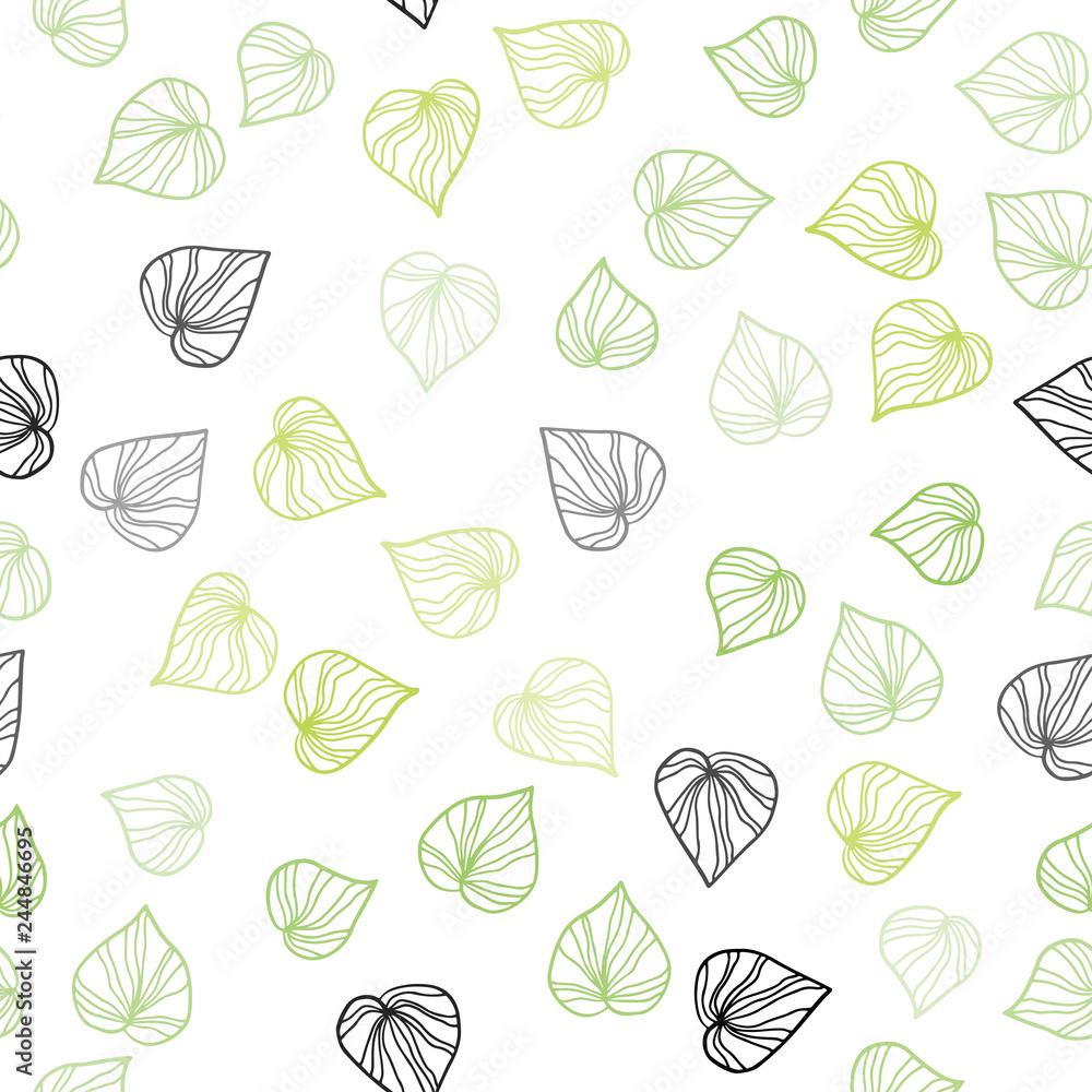 Light Green, Yellow vector seamless doodle texture with leaves. Light Green, Yellow vector seamless doodle texture with leaves.