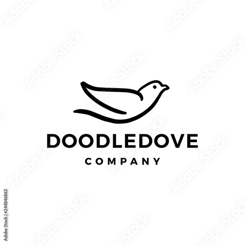 doodle dove logo vector icon illustration