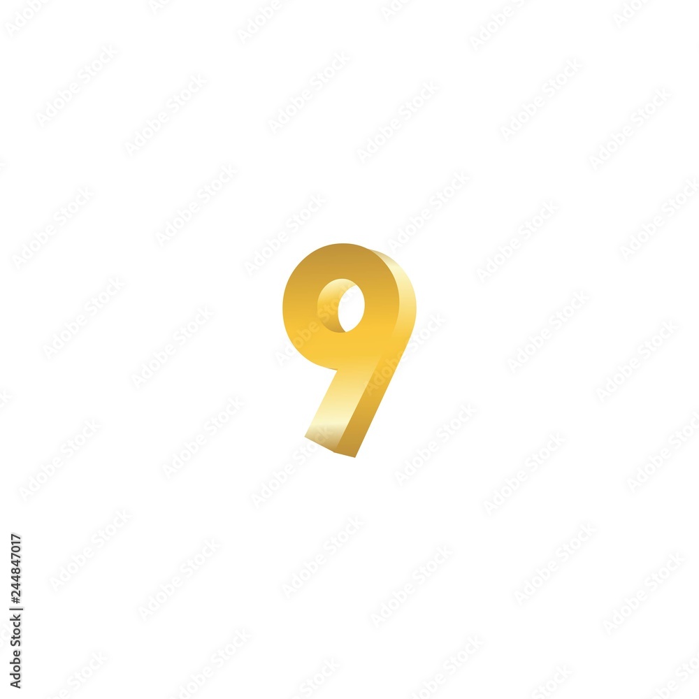 Number 9 3D Vector Template Design Illustration Number 9 3D Vector Template Design Illustration