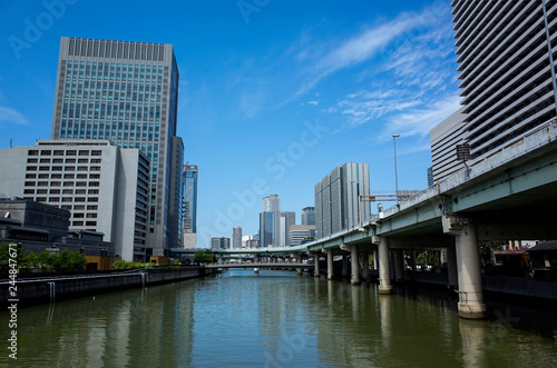 大江橋から見た堂島川と大阪の街並み