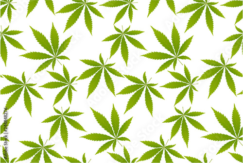 Marijuana leaves seamless vector pattern. © Pongsapol