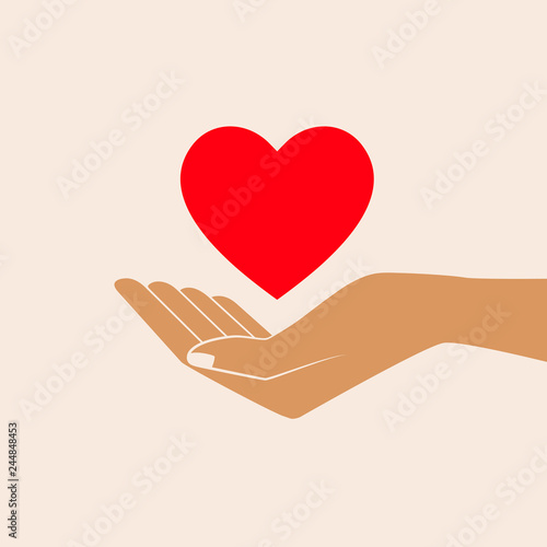 Hand Giving Love Symbol. Hand holding heart shape, vector icon. Isolated vector illustration.