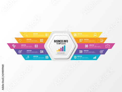 Business Infographics Element Vector Design Template. Data Visualization Timeline with circles, steps, number options most useful can be used for workflow layout, presentation, diagram, annual reports
