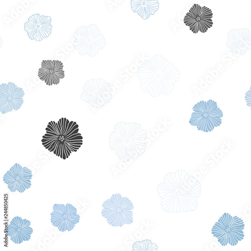 Light BLUE vector seamless abstract backdrop with flowers.