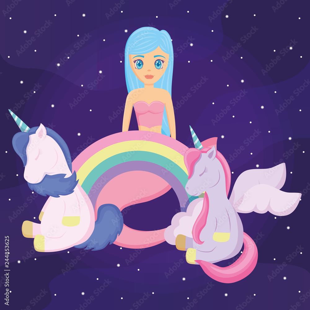Cute unicorn and mermaid design Cute unicorn and mermaid design