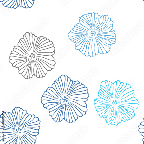 Light BLUE vector seamless abstract pattern with flowers.