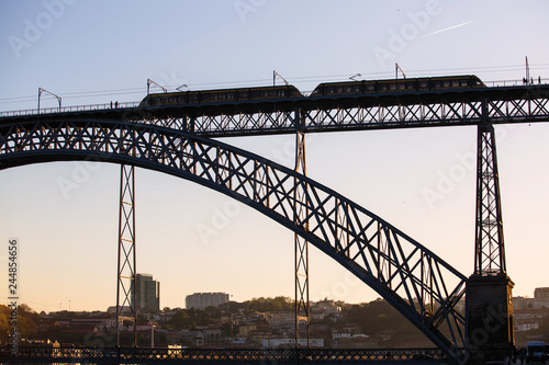 Silhouette of a Dom Luis I bridge, Porto - Portugal.