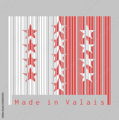Barcode set the color of Wallis flag, The canton of Switzerland.