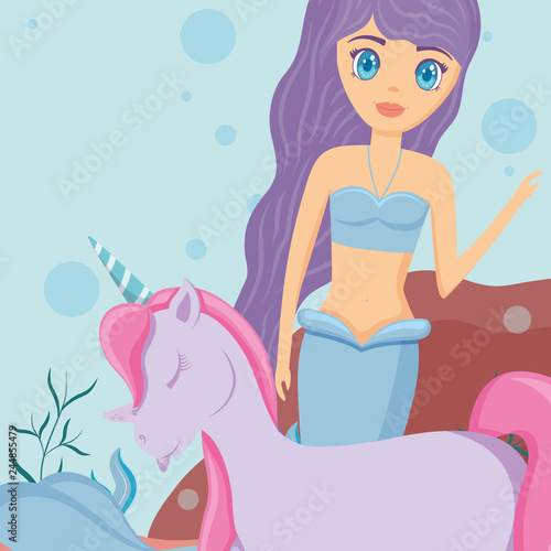 Cute unicorn and mermaid design