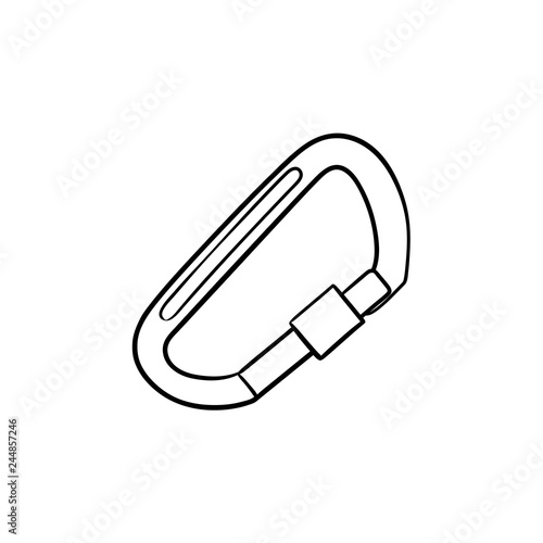Safety mountain climbing carabiner hand drawn outline doodle icon