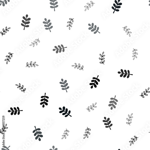 Dark Multicolor vector seamless doodle pattern with leaves. © smaria2015